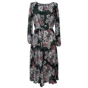 true vintage 60s dark forest green pleated dress